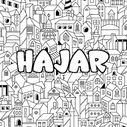 Coloración del nombre HAJAR - decorado ciudad