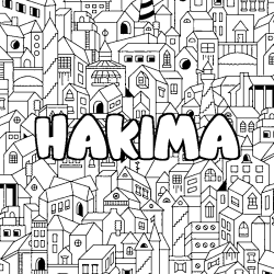 Coloración del nombre HAKIMA - decorado ciudad