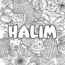 Coloración del nombre HALIM - decorado mandala de frutas