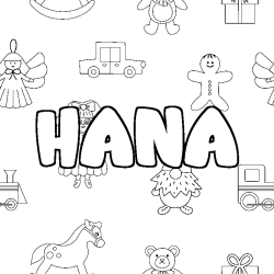 Coloración del nombre HANA - decorado juguetes