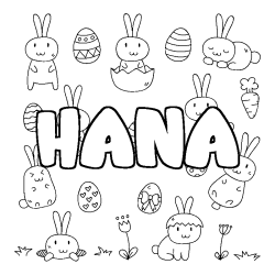 Coloración del nombre HANA - decorado Pascua