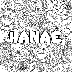 Coloración del nombre HANAÉ - decorado mandala de frutas