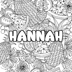 Coloración del nombre HANNAH - decorado mandala de frutas