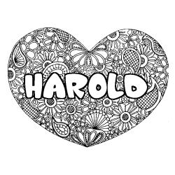 Coloración del nombre HAROLD - decorado mandala de corazón