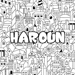 Coloración del nombre HAROUN - decorado ciudad