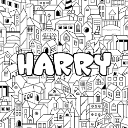 Dibujo para colorear HARRY - decorado ciudad