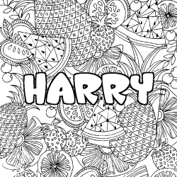 Coloración del nombre HARRY - decorado mandala de frutas