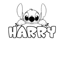 Coloración del nombre HARRY - decorado Stitch