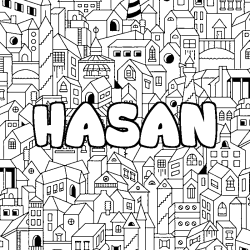 Dibujo para colorear HASAN - decorado ciudad