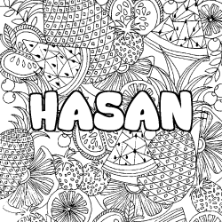 Dibujo para colorear HASAN - decorado mandala de frutas