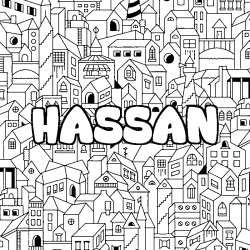 Dibujo para colorear HASSAN - decorado ciudad