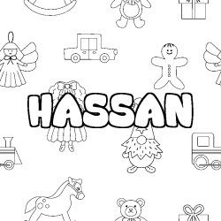 Dibujo para colorear HASSAN - decorado juguetes