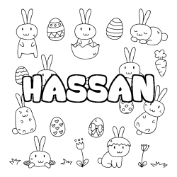 Coloración del nombre HASSAN - decorado Pascua