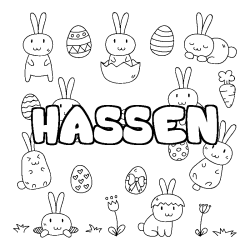 Coloración del nombre HASSEN - decorado Pascua