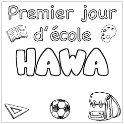 Coloración del nombre HAWA - decorado primer día de escuela