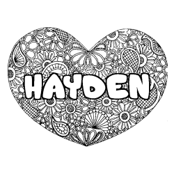 Coloración del nombre HAYDEN - decorado mandala de corazón