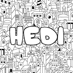 Dibujo para colorear HEDI - decorado ciudad