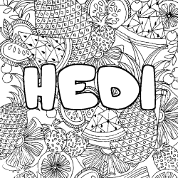 Coloración del nombre HEDI - decorado mandala de frutas