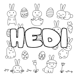 Coloración del nombre HEDI - decorado Pascua