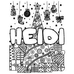 Coloración del nombre HEIDI - decorado árbol de Navidad y regalos