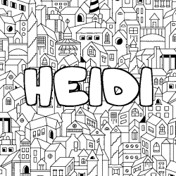 Coloración del nombre HEIDI - decorado ciudad