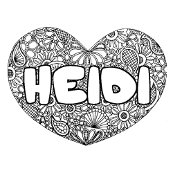 Coloración del nombre HEIDI - decorado mandala de corazón