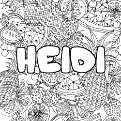 Coloración del nombre HEIDI - decorado mandala de frutas