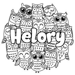 Coloración del nombre Helory - decorado búhos