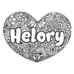 Coloración del nombre Helory - decorado mandala de corazón