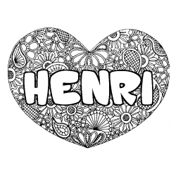 Dibujo para colorear HENRI - decorado mandala de coraz&oacute;n