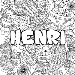 Coloración del nombre HENRI - decorado mandala de frutas