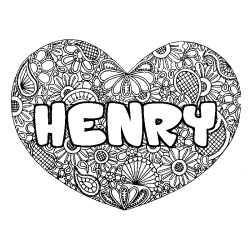 Coloración del nombre HENRY - decorado mandala de corazón