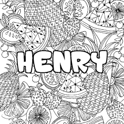 Coloración del nombre HENRY - decorado mandala de frutas