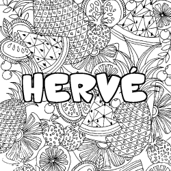 Dibujo para colorear HERV&Eacute; - decorado mandala de frutas