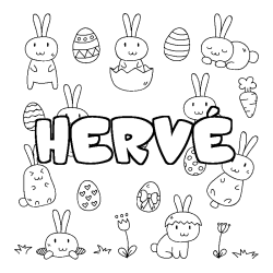 Coloración del nombre HERVÉ - decorado Pascua