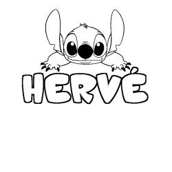 Coloración del nombre HERVÉ - decorado Stitch