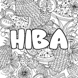 Coloración del nombre HIBA - decorado mandala de frutas