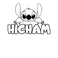 Coloración del nombre HICHAM - decorado Stitch