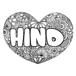 Coloración del nombre HIND - decorado mandala de corazón