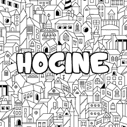 Coloración del nombre HOCINE - decorado ciudad