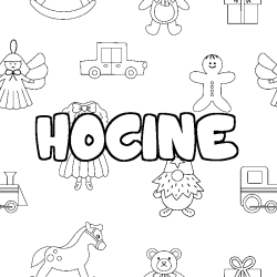 Coloración del nombre HOCINE - decorado juguetes