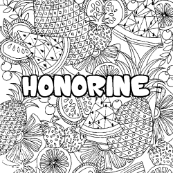 Coloración del nombre HONORINE - decorado mandala de frutas