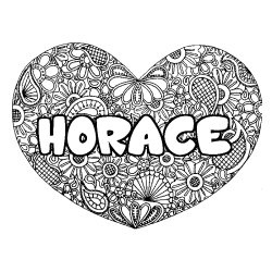 Coloración del nombre HORACE - decorado mandala de corazón