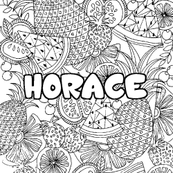 Coloración del nombre HORACE - decorado mandala de frutas