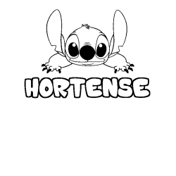 Coloración del nombre HORTENSE - decorado Stitch