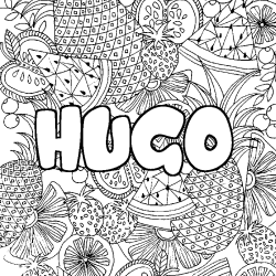 Coloración del nombre HUGO - decorado mandala de frutas