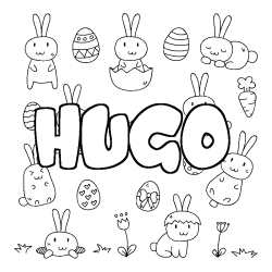 Dibujo para colorear HUGO - decorado Pascua