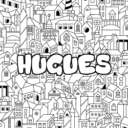 Dibujo para colorear HUGUES - decorado ciudad