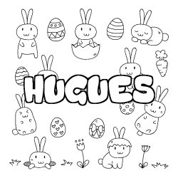 Coloración del nombre HUGUES - decorado Pascua