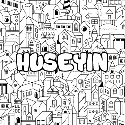 Coloración del nombre HUSEYIN - decorado ciudad